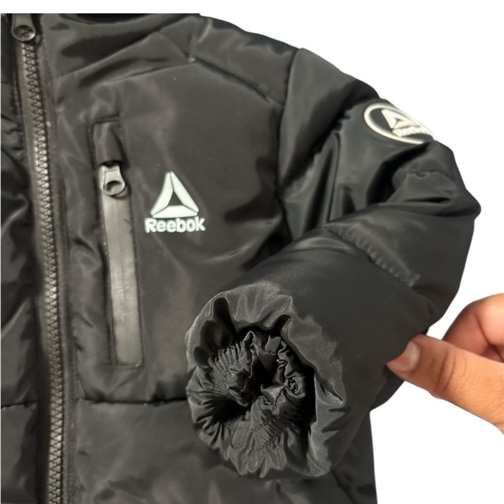 EUC Reebok Black Puffer Coat/Bomber Jacket Toddler Size 12M - Picture 4 of 7